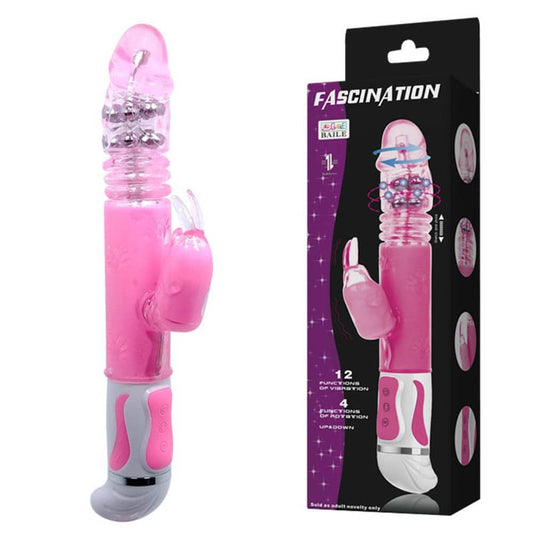 Fascination Bunny - Vibrator iepuraș, roz, 30 cm