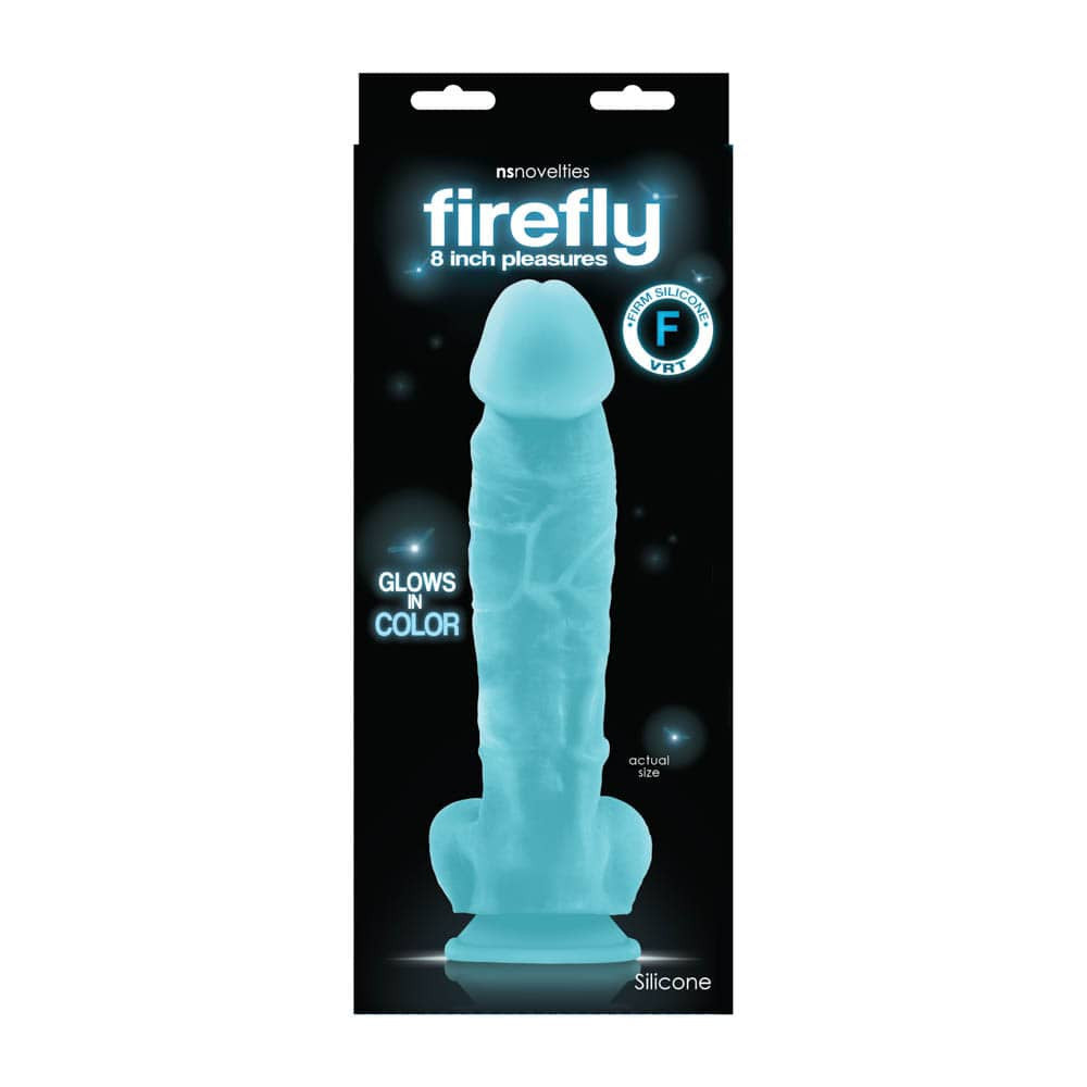 Firefly Glowing - Dildo Realistic Fosforescent Albastru, din Silicon, 23,6 cm - detaliu 1