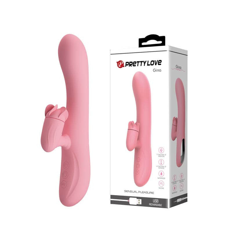 Gina LaVagina - Vibrator iepuraș cu stimulator rotativ pentru clitoris, 20,5x3,5 cm - detaliu 3