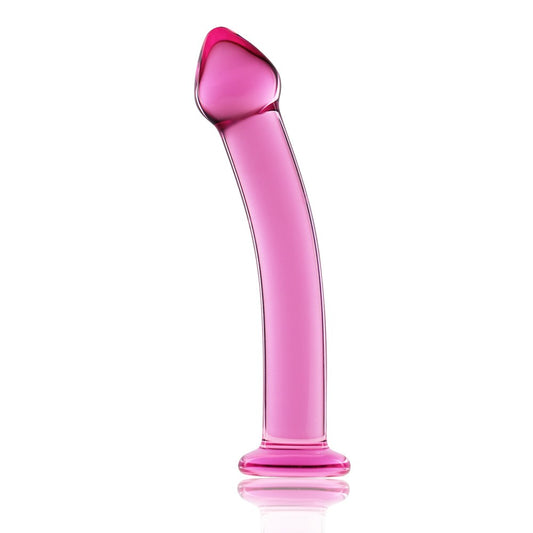 Glass Romance - Dildo din sticlă, roz, 14.5 cm