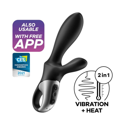 Heat Climax + - Vibrator Unisex cu Incalzire si Aplicatie Control, 20x4,4 cm