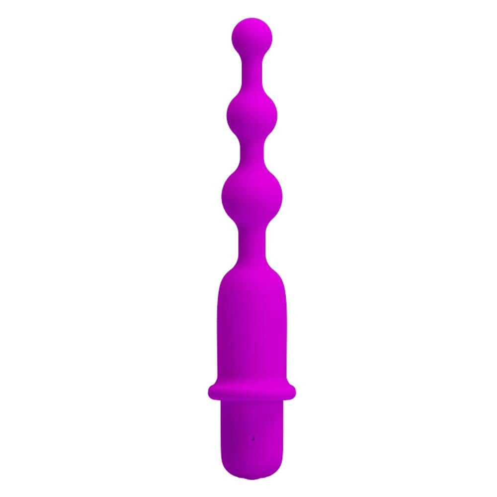Hermosa - Bile anale cu vibrații, mov, 13.7 cm