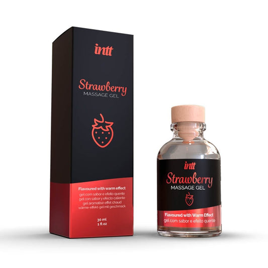 Intt Strawberry - Gel de Masaj Comestibil cu Efect de Incalzire si Aroma de Capsuni, 30 ml