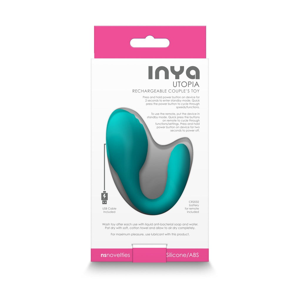INYA Utopia Teal - Vibrator pentru Cuplu cu Telecomanda, 15x4 cm