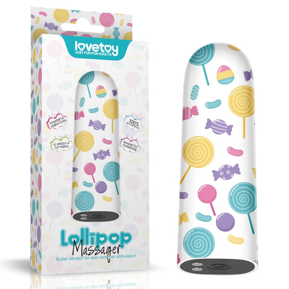 Lollipop Massager - Vibrator Glont Reincarcabil cu 10 Functii, 8,5 cm - detaliu 10