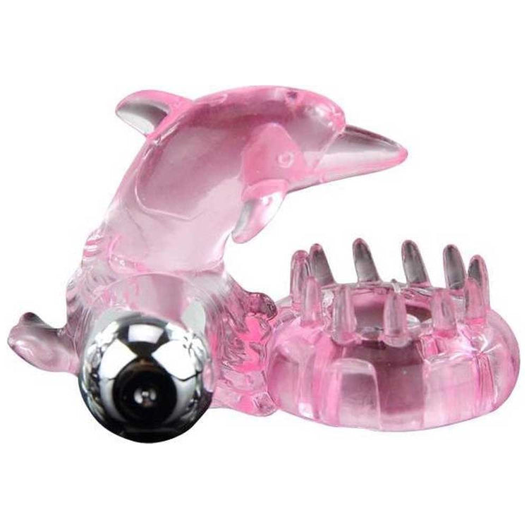 Love Dolphin - Inel pentru penis cu vibrații, roz, 6.8 cm