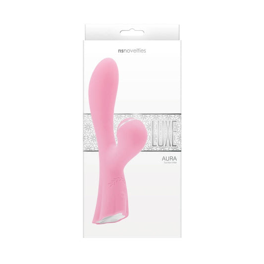 Luxe Aura Pink - Vibrator Rabbit cu Aspirator pentru Clitoris, 19,5x3,8 cm