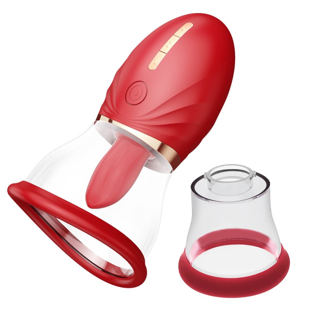 Magic Tongue - Stimulator clitoris cu 2 cupe, roșu