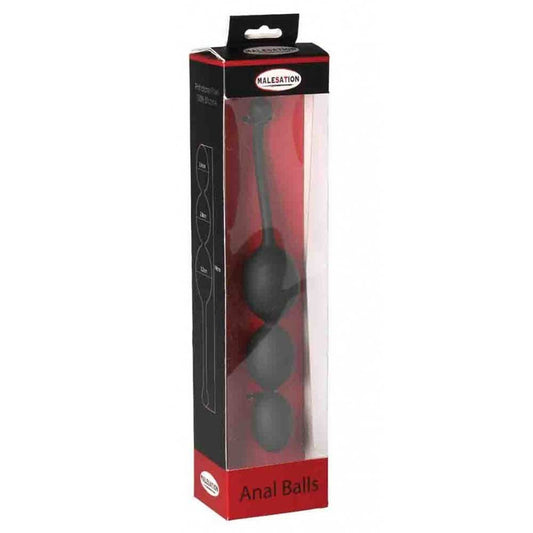 Malesation Anal Balls Black - Bile Anale din Silicon, 19 cm - detaliu 1