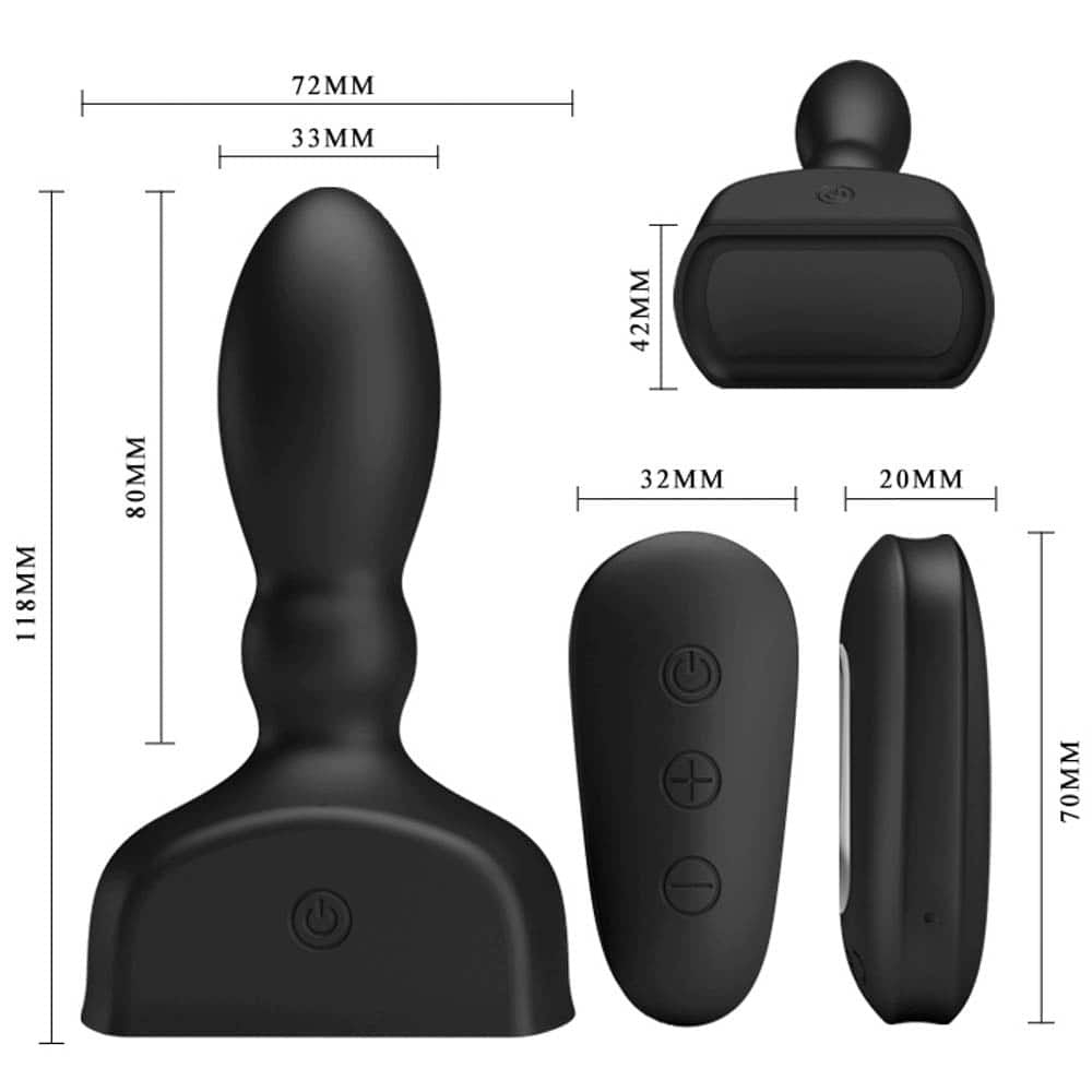 Mr. Play Inflatable Anal Plug - Vibrator Anal Gonflabil cu Telecomanda, 11,8 cm