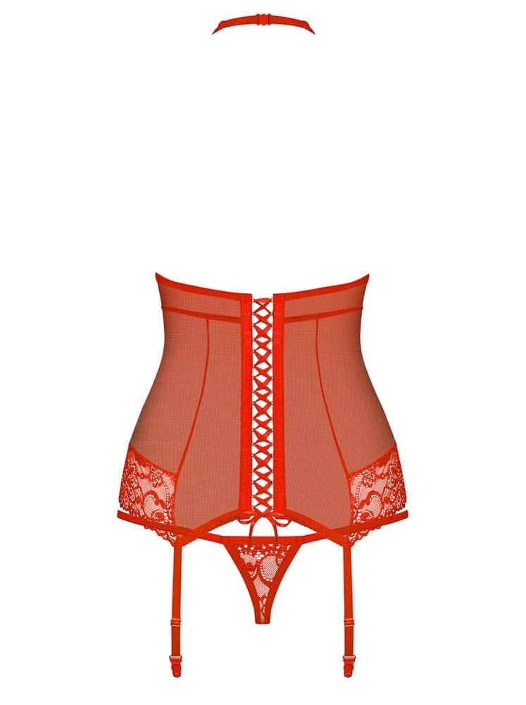 Pasiunea Roșie - Set corset și tanga, roșu, S/M - detaliu 3