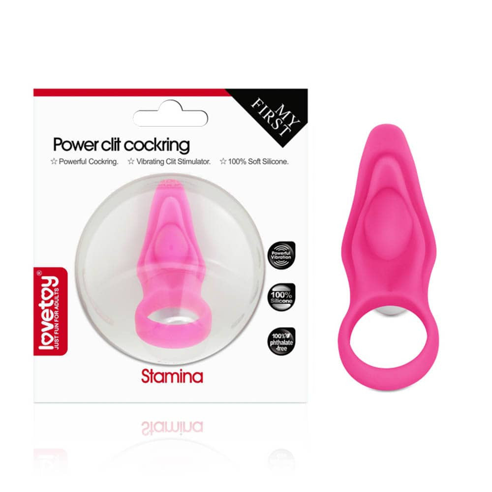 Power Clit Cockring Pink - Inel Penis cu Stimulare prin Vibratie, Silicon 