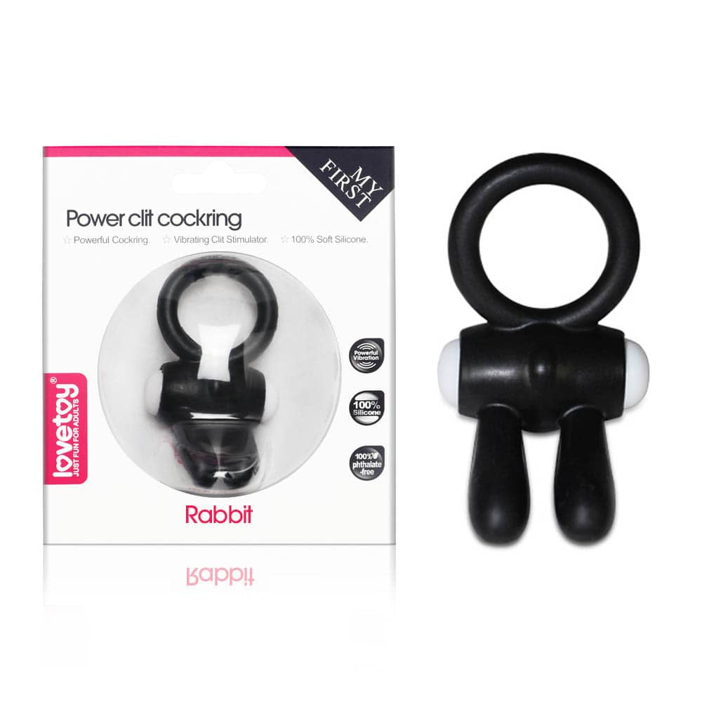 Power Clit Duo - Inel cu vibrații pentru penis, 3.5 cm, negru