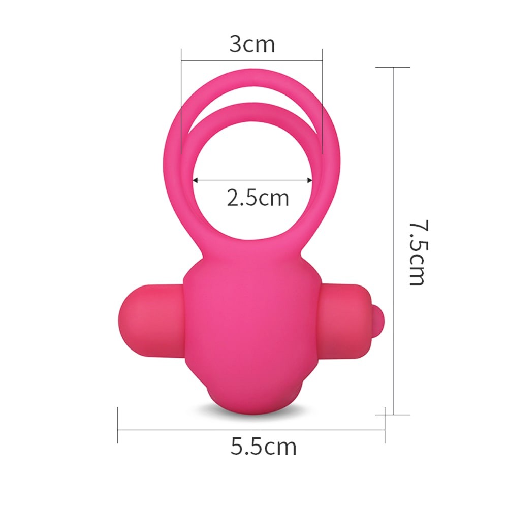 Power Clit Duo Silicone Cockring Pink - Inel Penis Dublu cu 10 Viteze Vibratie