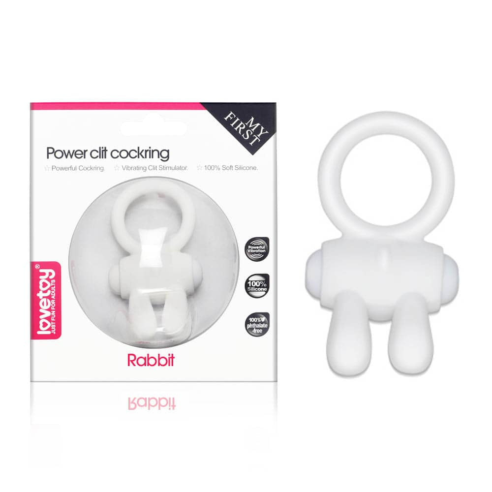 Power Clit - Inel cu vibrații pentru penis, 3.5 cm, alb