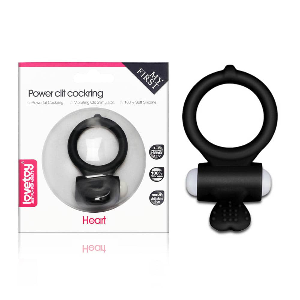 Power Clit - Inel cu vibrații pentru penis, 3.5 cm, negru - detaliu 1
