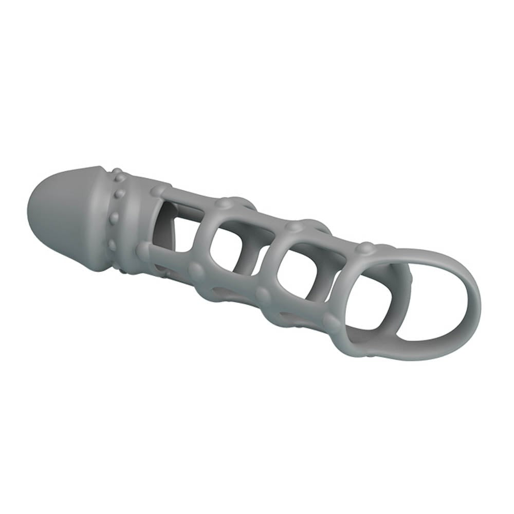 Pretty Love Ball Strap - Manson Penis Silicon Alb Tip Plasa, 17 cm - detaliu 1