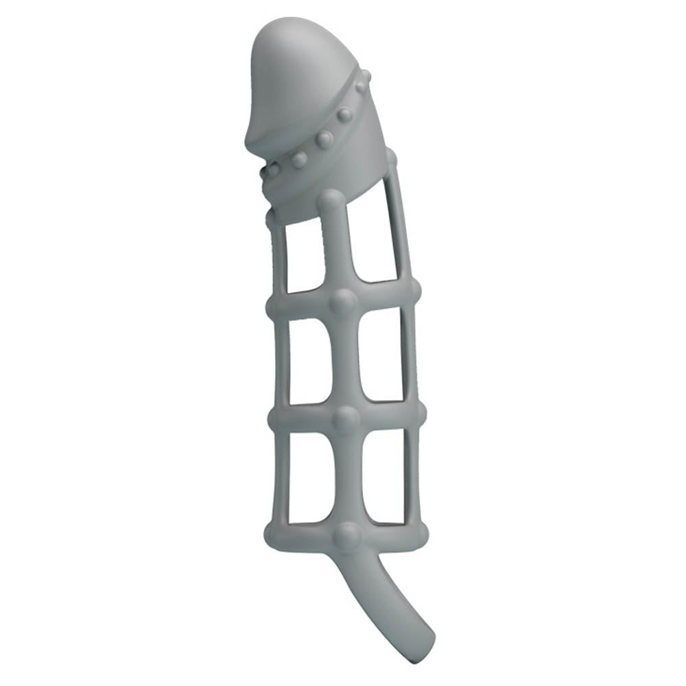 Pretty Love Ball Strap - Manson Penis Silicon Alb Tip Plasa, 17 cm - detaliu 4