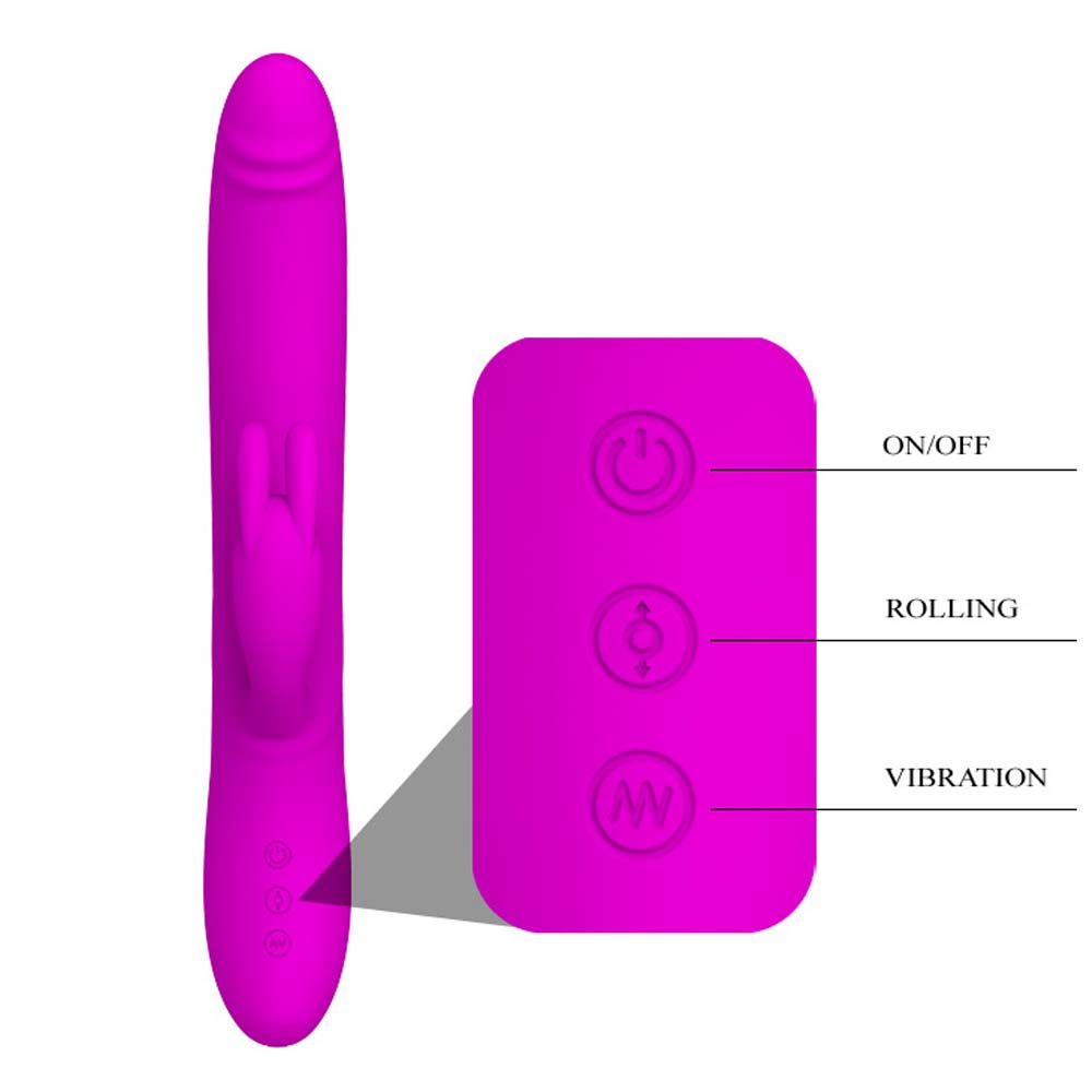 Pretty Love Byron - Vibrator Iepuras cu Bile Miscatoare, 25 cm - detaliu 1