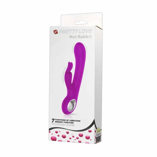 Pretty Love Hot Rabbit - Vibrator cu Stimulare Duala, 19x3.3 cm