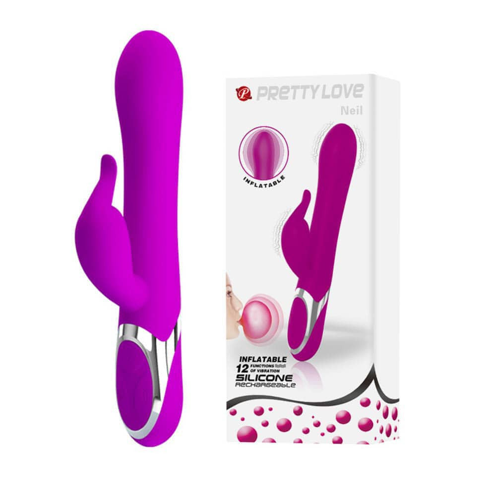 Pretty Love Neil - Vibrator Rabbit cu Cap Gonflabil, 23x3.8 cm - detaliu 8
