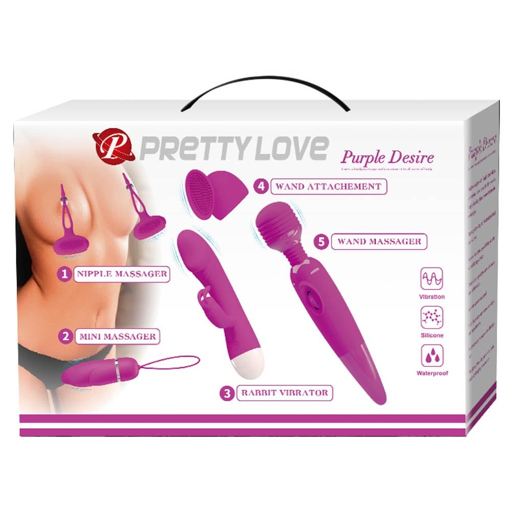 Pretty Love Purple Desire - Set 5 Accesorii Erotice din Silicon  - detaliu 12