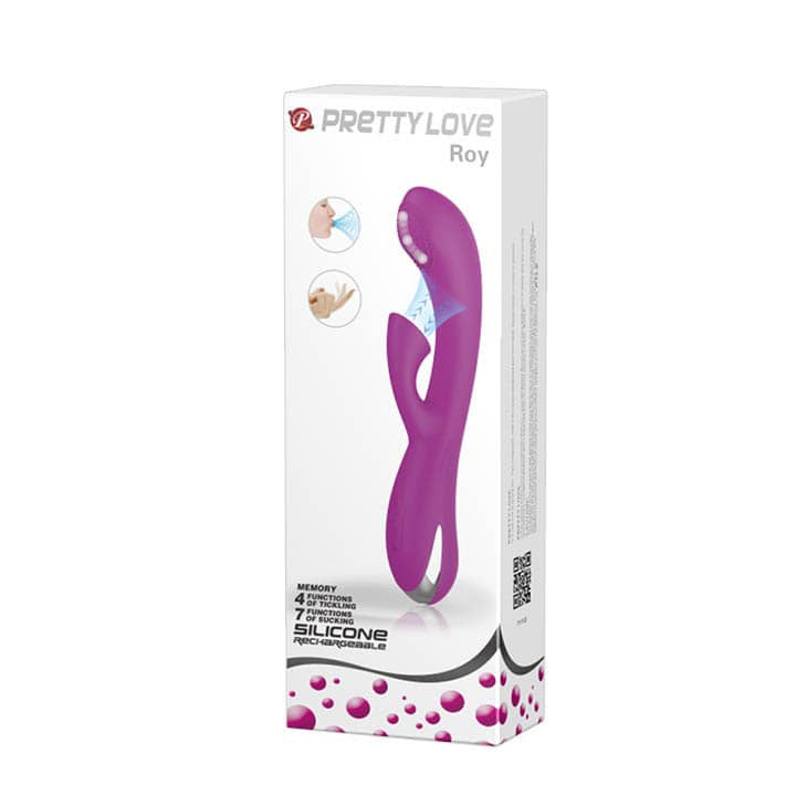 Pretty Love Roy - Vibrator Iepure cu Functie Aspirare Clitoris, 20.5x3.5 cm - detaliu 6
