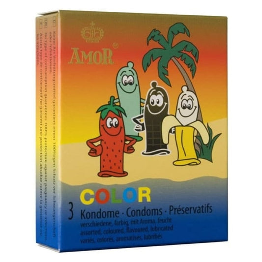 Prezervative cu Arome Amor Color, 3 buc
