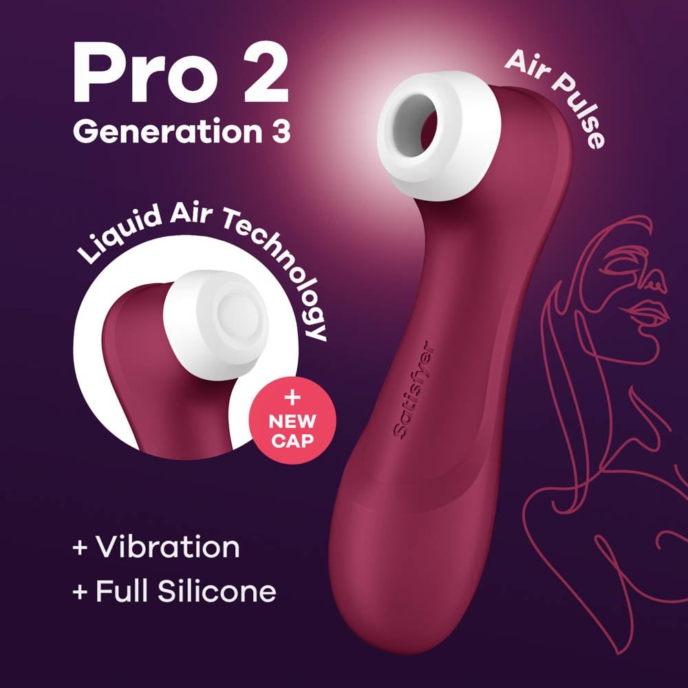 Pro 2 Generation 3 - Stimulator Clitoris, Rosu, Rezistent la Apa, 16x4.6 cm
