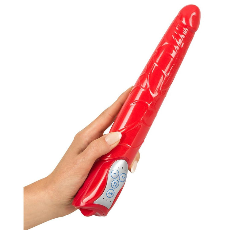 Red Push - Vibrator cu împingere, roșu, 27.5 cm
