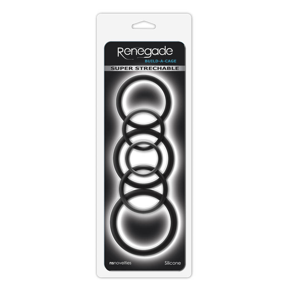Renegade - Build-A-Cage Rings - Set 6 Inele din Silicon Negru - detaliu 1