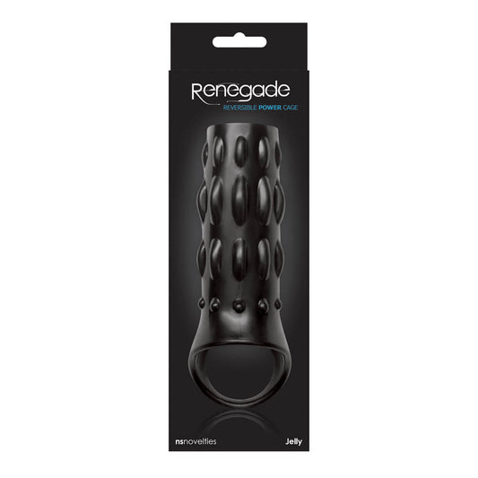 Renegade Reversible Power Cage - Manșon Penis din TPE Negru, 15 cm