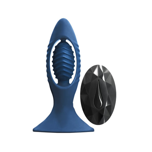 Renegade - V2 - Blue - Vibrator Anal cu Telecomanda, Reincarcabil, 11,2 cm