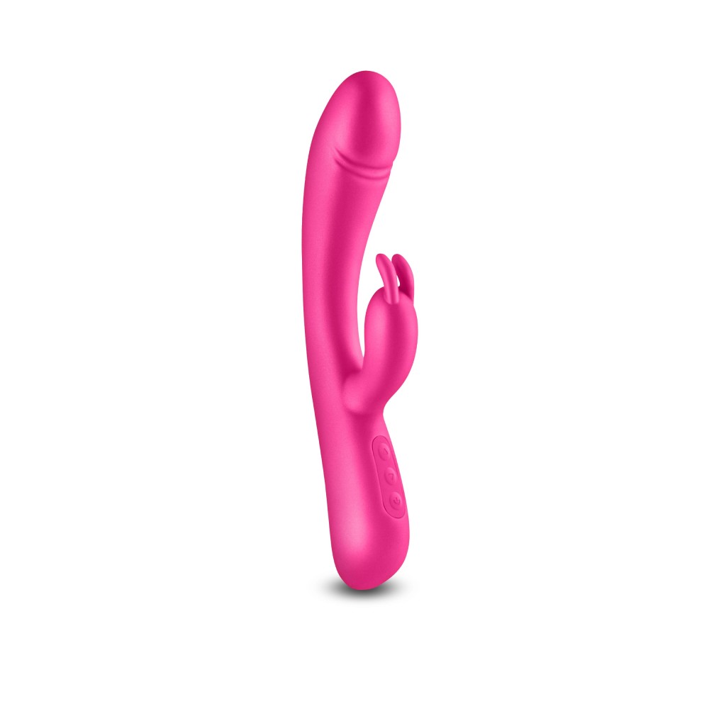 Royals Divine Metallic Pink - Vibrator Rabbit Reincarcabil cu Incalzire, 22x3.7 cm - detaliu 2