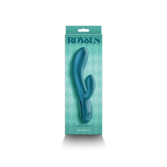 Royals Regent Metallic Green - Vibrator cu Dubla Stimulare, 19.3x3.8 cm