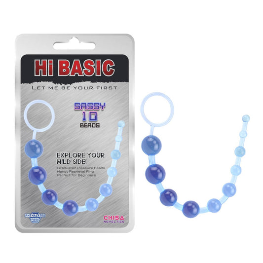 Sassy Anal Beads - Bile Anale Albastre, 30 cm