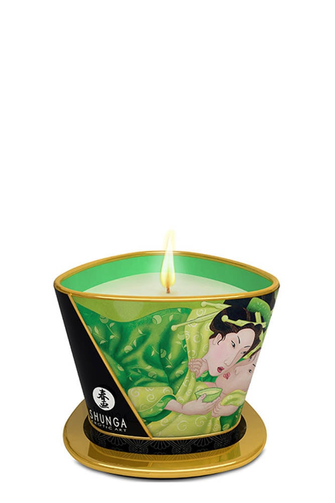 Shunga Candle Green Tea - Lumanare de Masaj cu Aroma de Ceai Verde, 170 ml