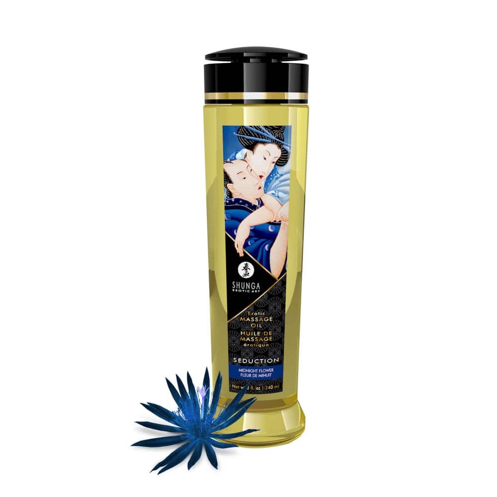 Shunga Erotic Seduction - Ulei de Masaj Erotic cu Aroma de Floare Regina Noptii, 240 ml - detaliu 1