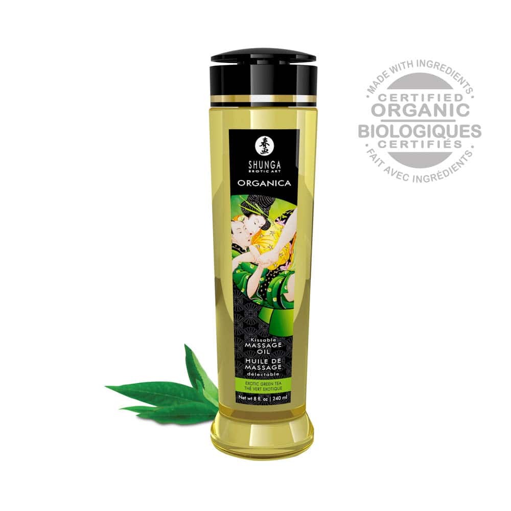 Shunga Orcanica Green Tea - Ulei de Masaj cu Aroma de Ceai Verde, 240 ml