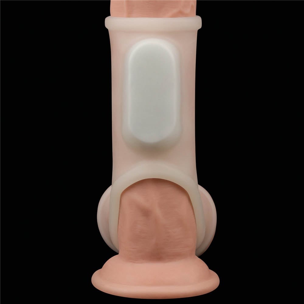 Silk Knights Ring - Manson pentru Penis si Scrot cu Vibratii, Alb, 12 cm - detaliu 3