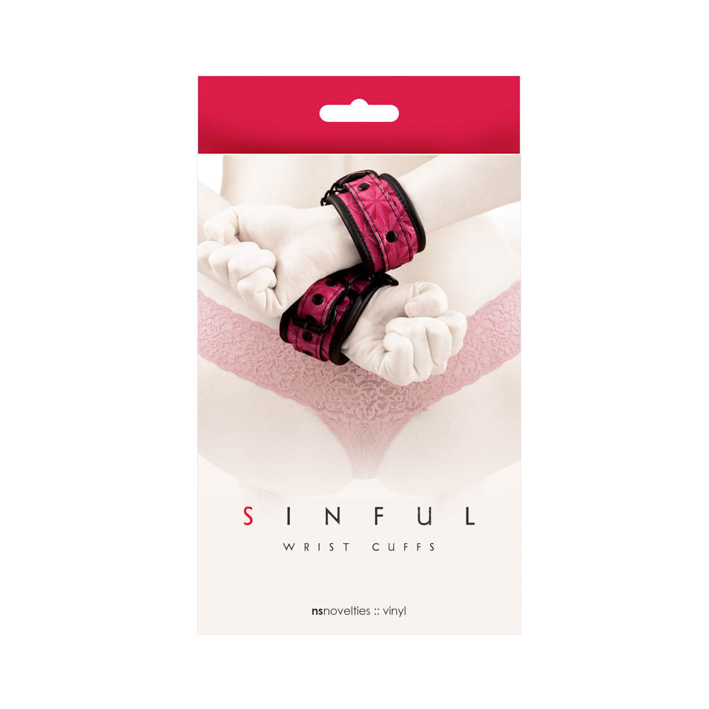 Sinful Wrist - Cătușe BDSM, roz, 20 cm - detaliu 1