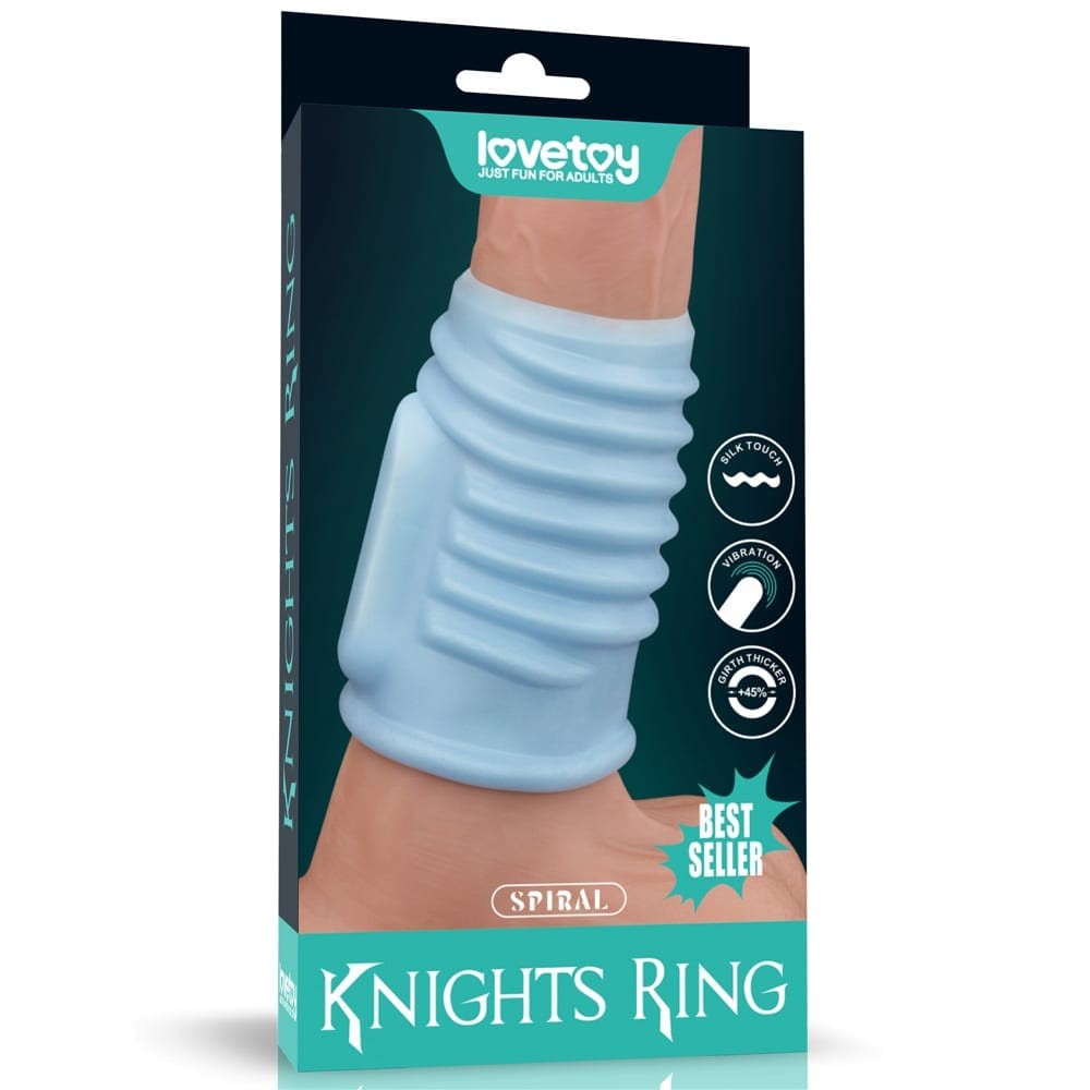 Spiral Knights - Inel cu vibrații pentru penis, albastru