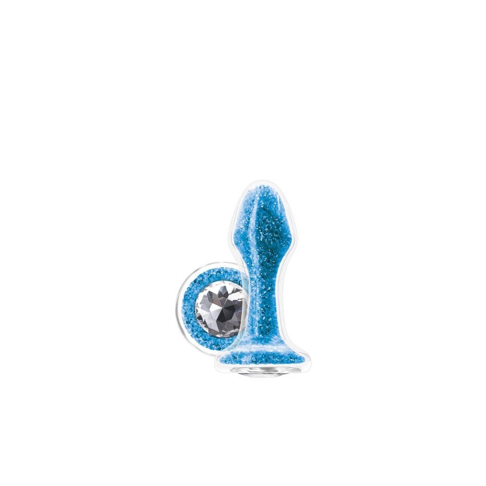 Stardust Glam - Dop anal din sticlă, albastru, 9.5 cm