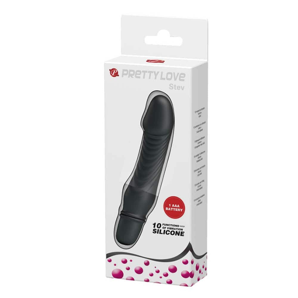 Stev - Vibrator realist, negru, 13.5 cm  - detaliu 3