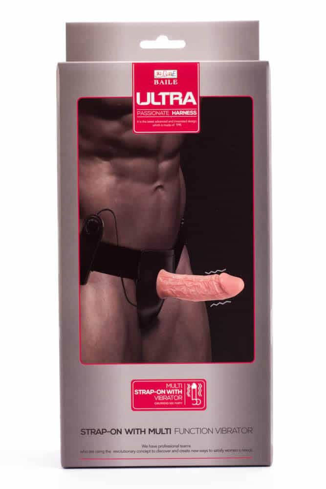 Ultra - Strap-on cu vibrații, 15.5 cm