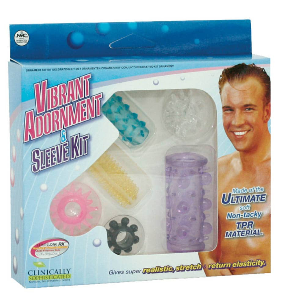 Vibrant Adornment & Sleeve Kit - Set 3 Inele si 3 Mansoane pentru Penis