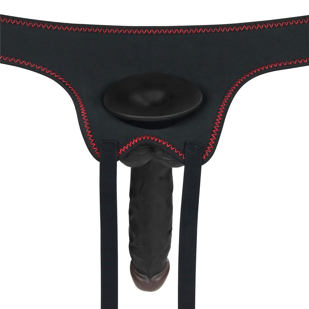 Vibrating Strapon - Set dildo cu vibrații și strap-on, 19 cm