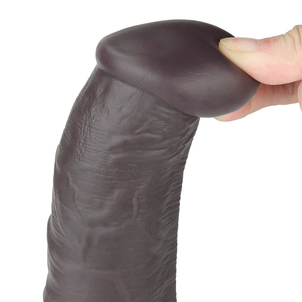 Vibrator Realistic Mare 10'' Dual Layered Silicone Rotator Brown, 25,3 x 4,5 cm