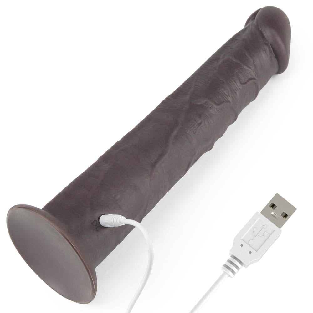 Vibrator Realistic Mare 10'' Dual Layered Silicone Rotator Brown, 25,3 x 4,5 cm - detaliu 9