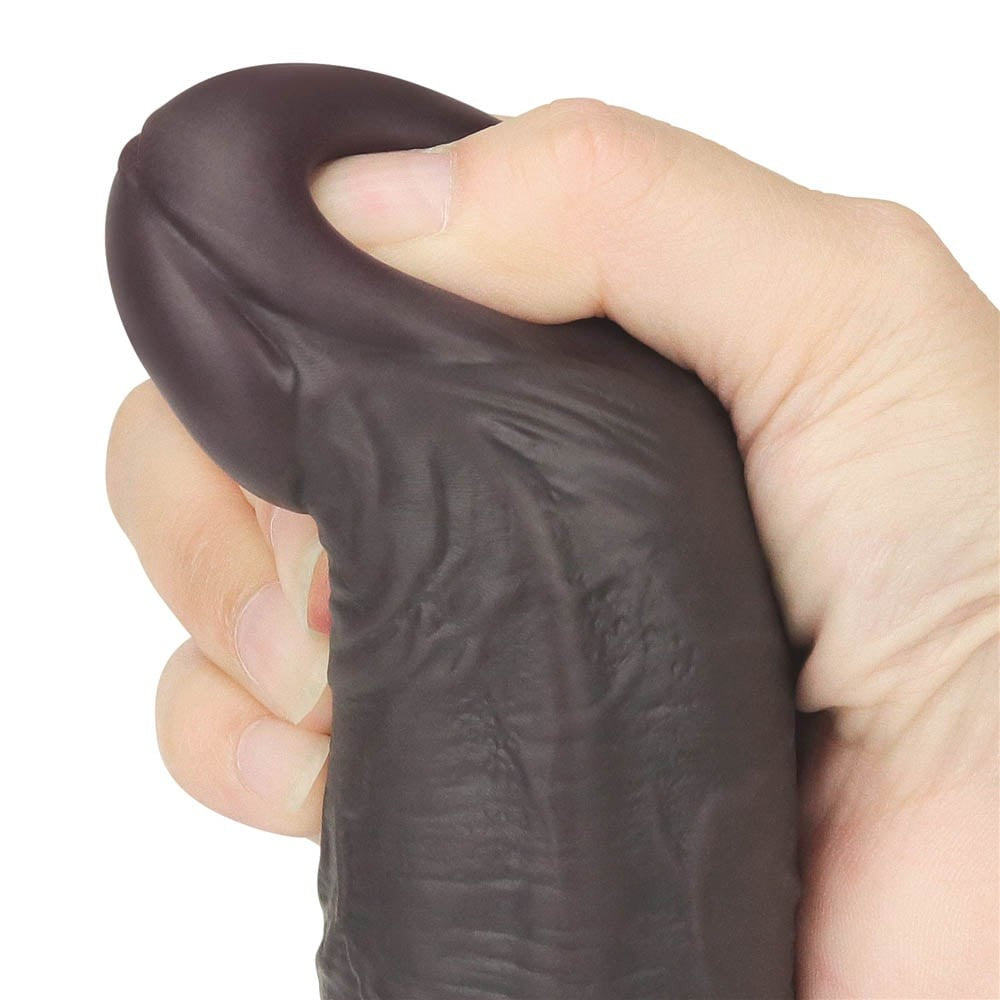 Vibrator Realistic Mare 10'' Dual Layered Silicone Rotator Brown, 25,3 x 4,5 cm - detaliu 4